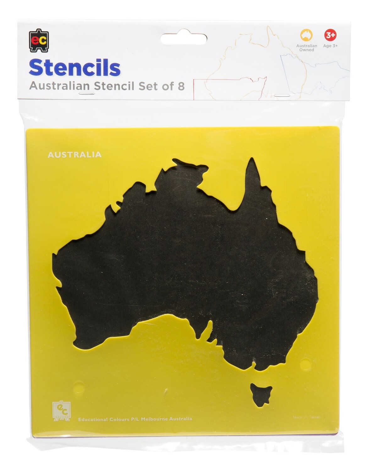 Australia and State Map stencil set of 8