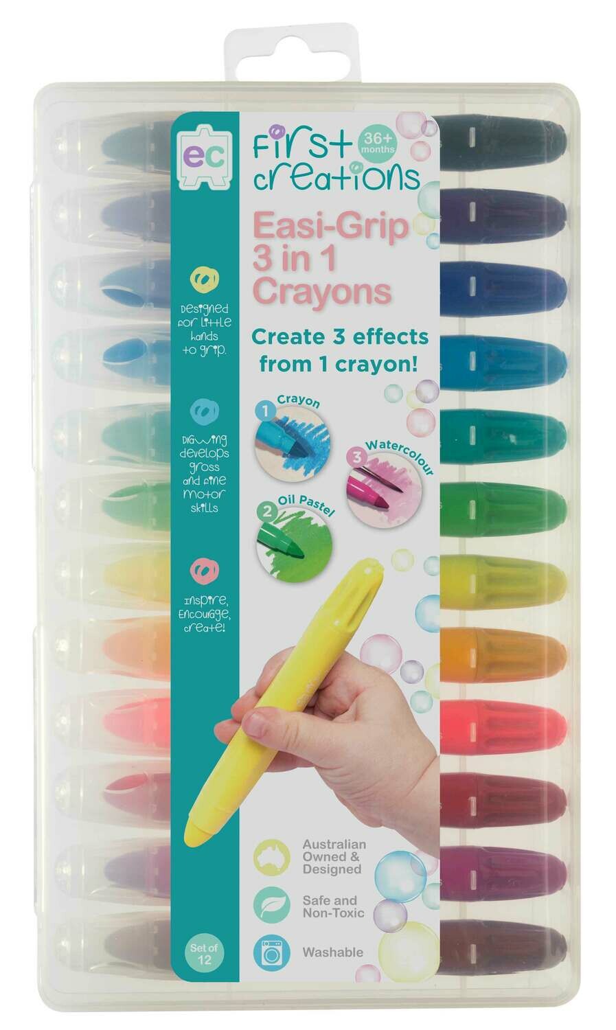 Easi-Grip 3 in 1 Crayons Set of 12