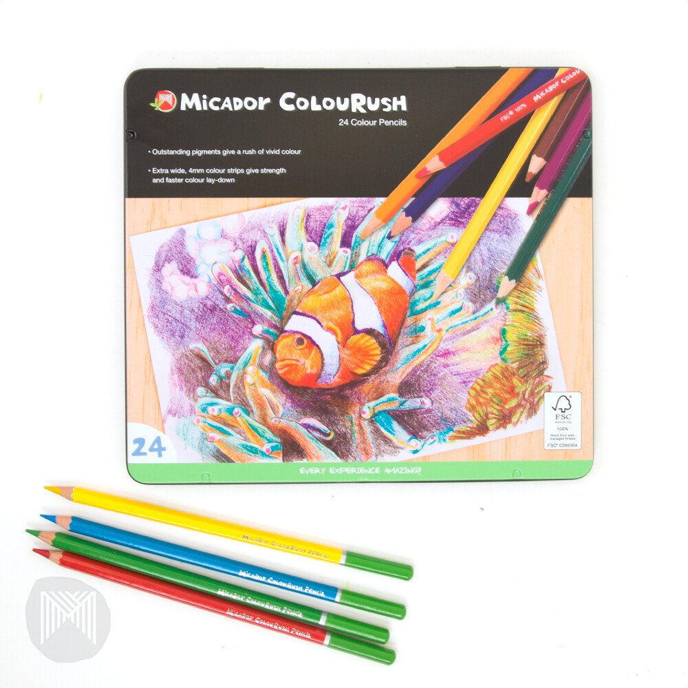 Micador ColouRush Pencils FSC 100%, Tin 24