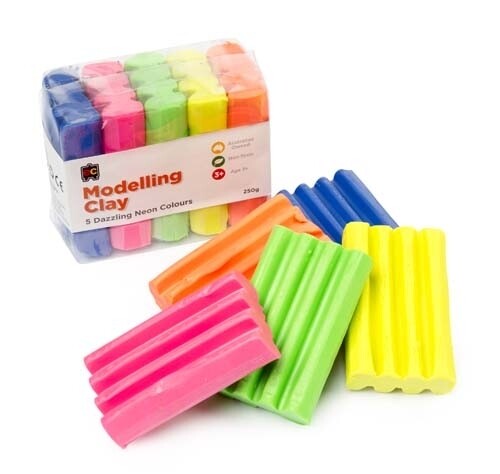 Fun Clay Fluoro 5 Colours 50G (Bl,OR,Yl,Pnk & Gr)