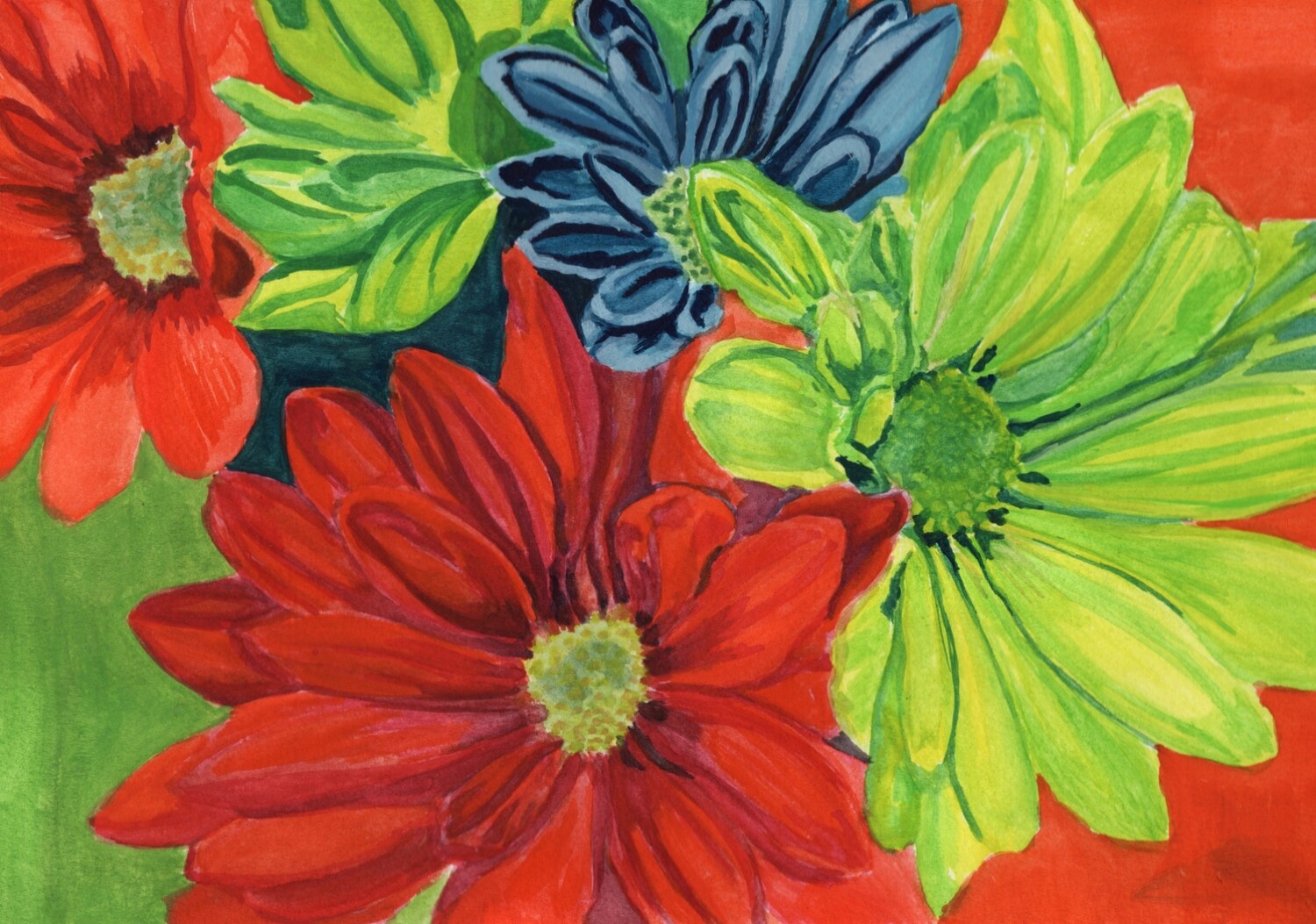 Colourful Flowers (A4)