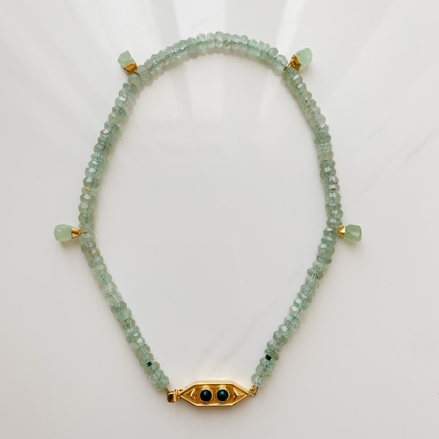 Green Chalcedony with Opal Necklace