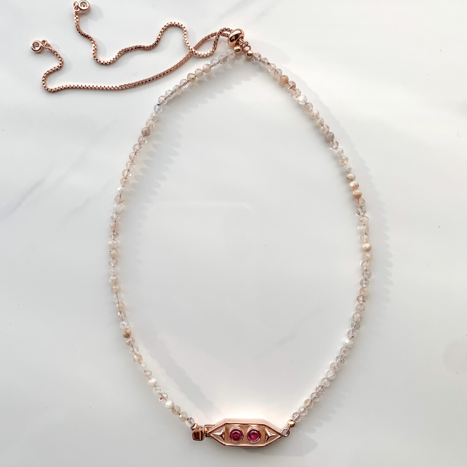 Agate Necklace with Burmese Rubies