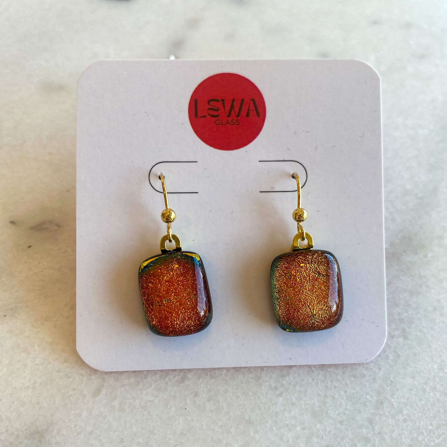 Dichroic Orange Fused Earrings
