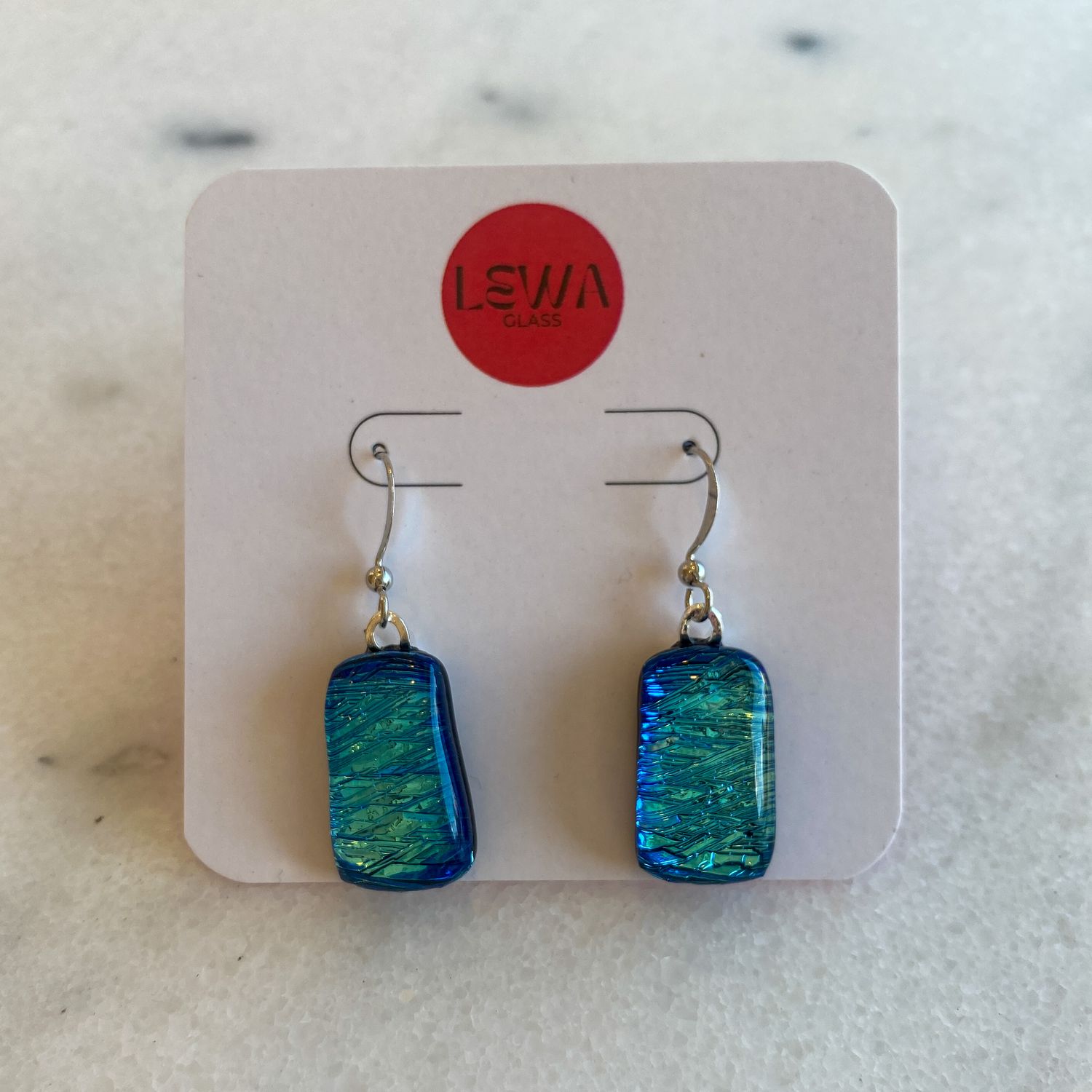 Dichroic Blue Streaky Fused Earrings