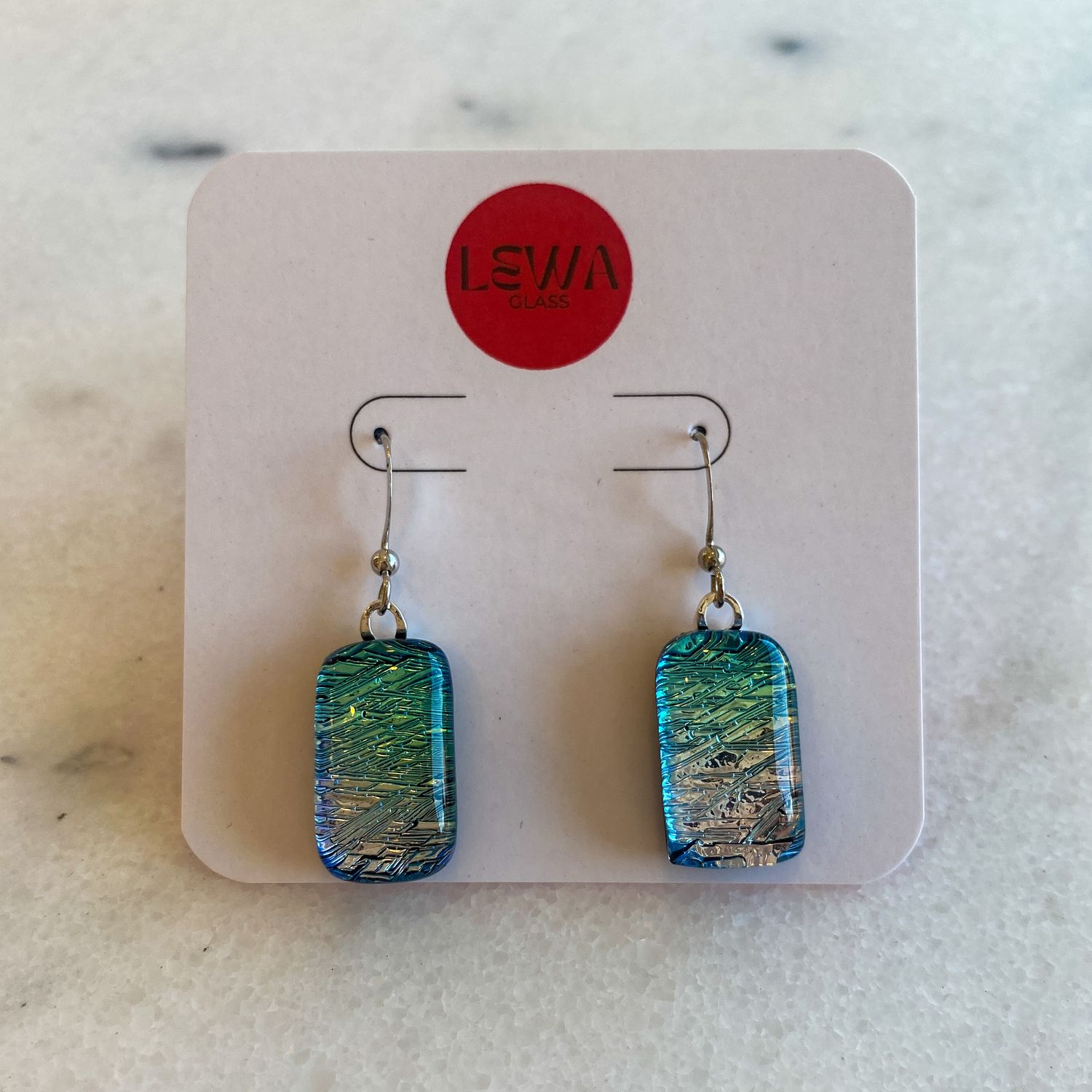 Dichroic Blue Lavender Streaky Fused Earrings