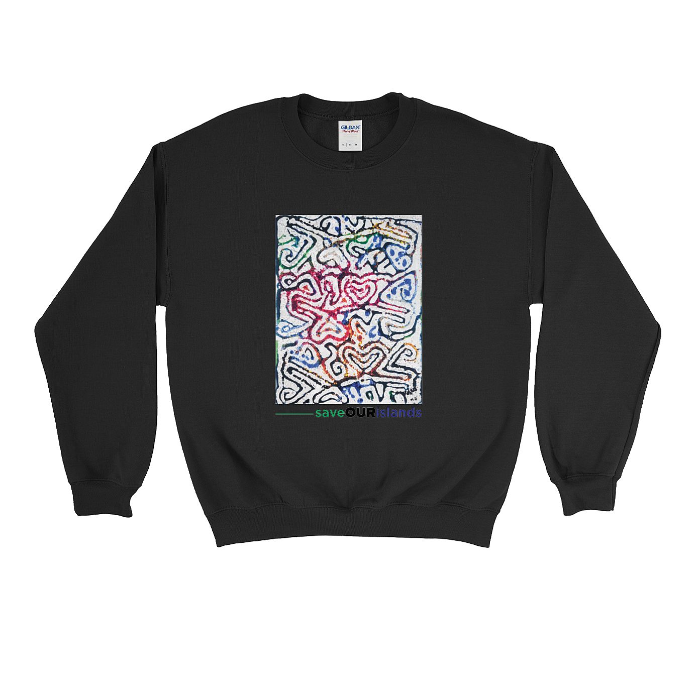 "Save Our Islands" Crew Jumper in White - Lewa Print