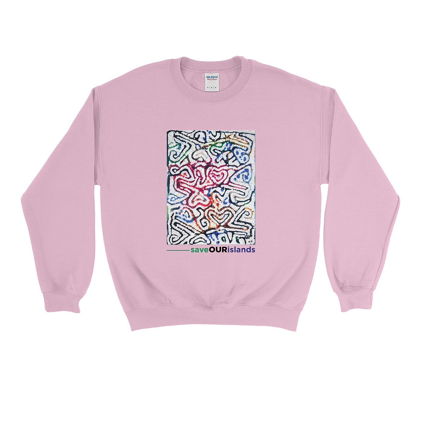 "Save Our Islands" Crew Jumper in White - Lewa Print