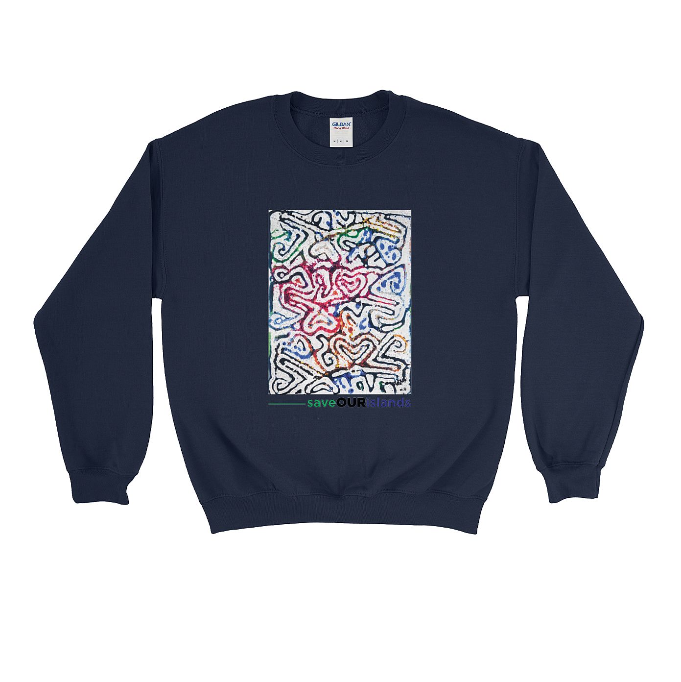 "Save Our Islands" Crew Jumper in White - Lewa Print