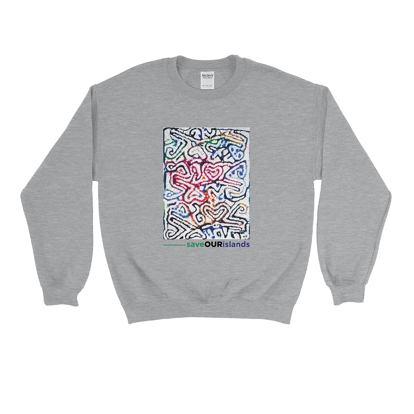 "Save Our Islands" Crew Jumper in White - Lewa Print