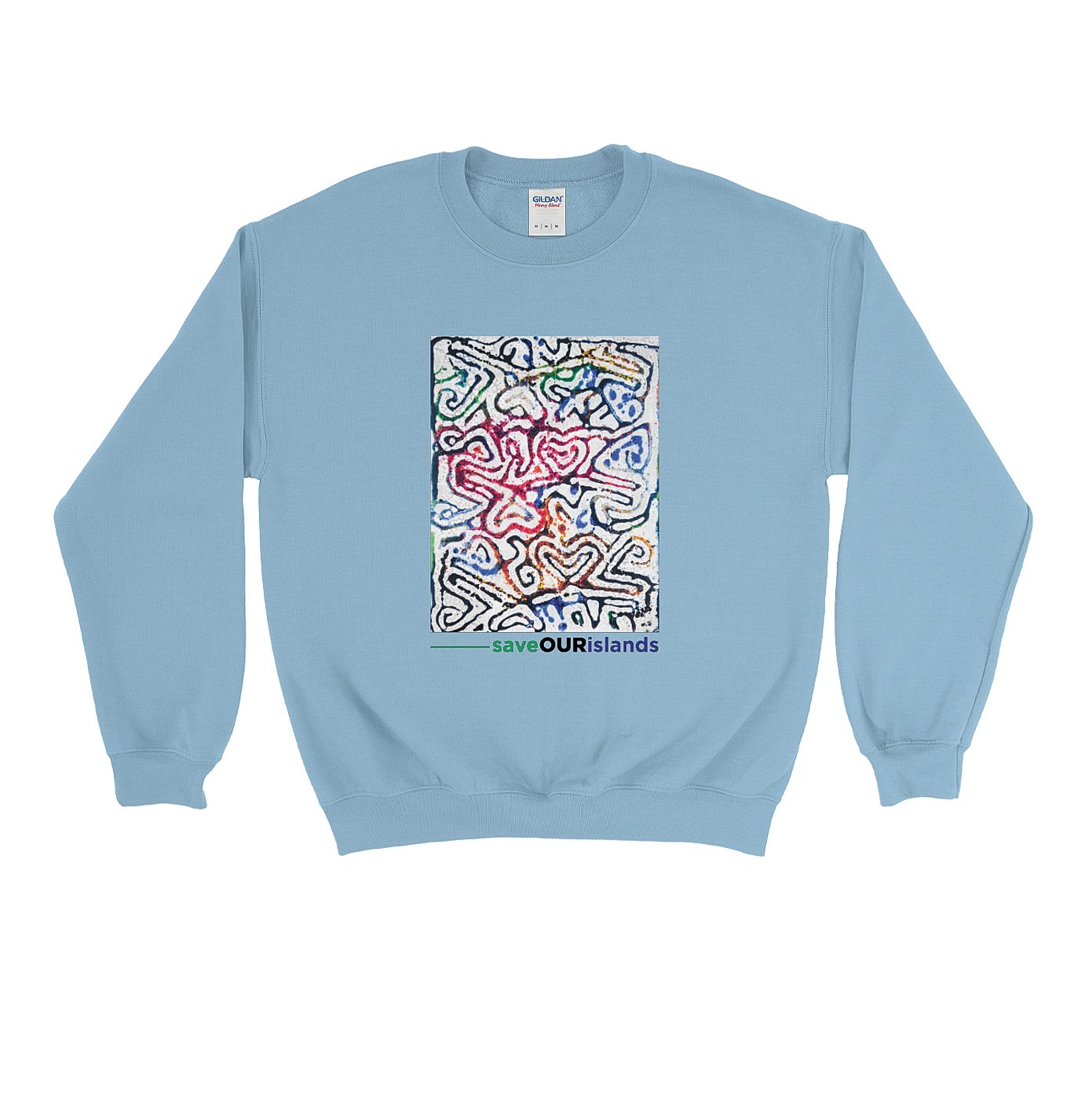 "Save Our Islands" Crew Jumper in White - Lewa Print