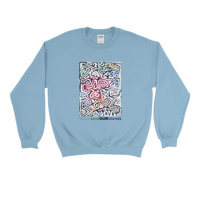 "Save Our Islands" Crew Jumper in White - Lewa Print