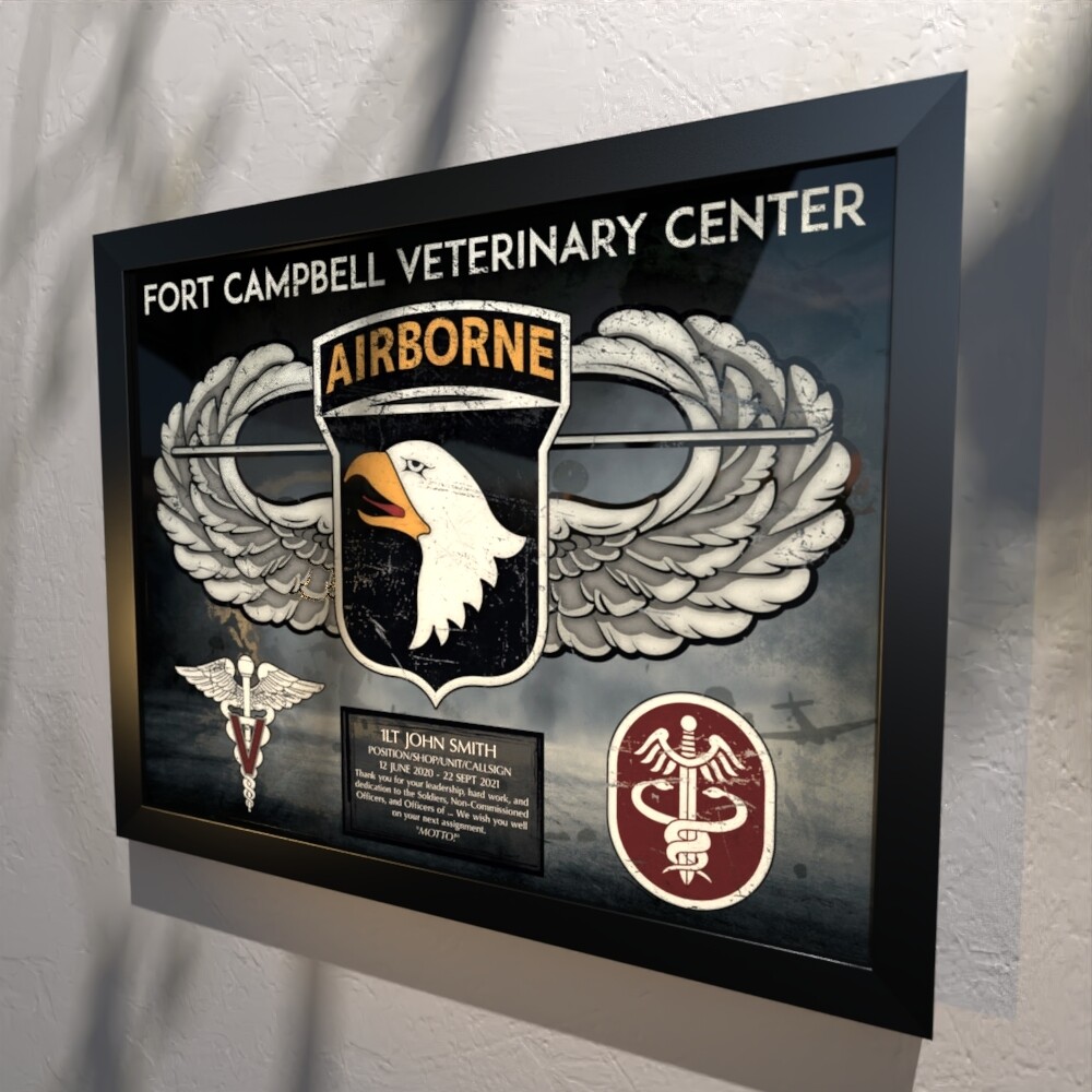 Fort Campbell Veterinary Center Plaque 20.5"x16.5"