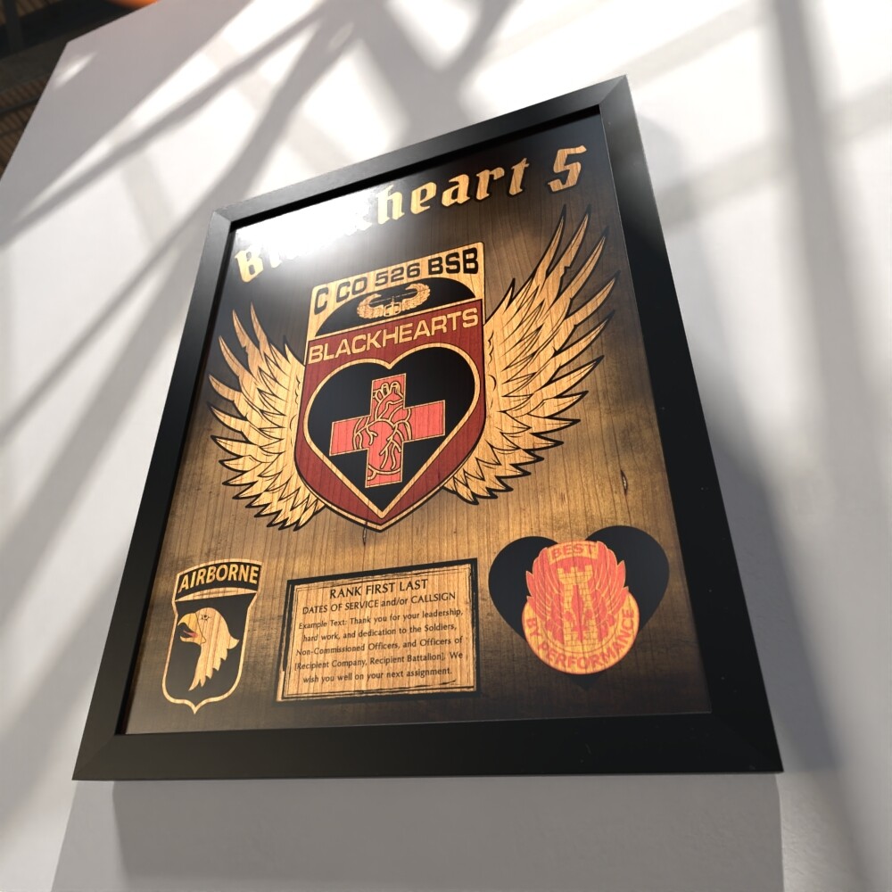 Blackhearts C Co 526 BSB Plaque - Stained Version - 20.5"x16.5"