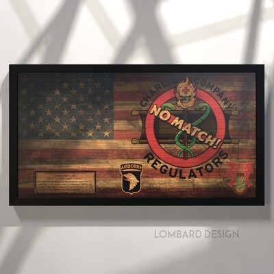 C Co "Regulators" 626 BSB Rustic Flag Plaque - 28.25"x15.25"