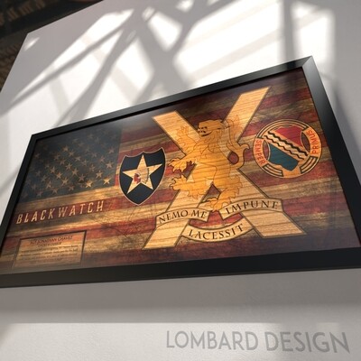 B Co &quot;Blackwatch&quot; 2-1 IN Rustic Flag Plaque - 28.25&quot;x15.25&quot;