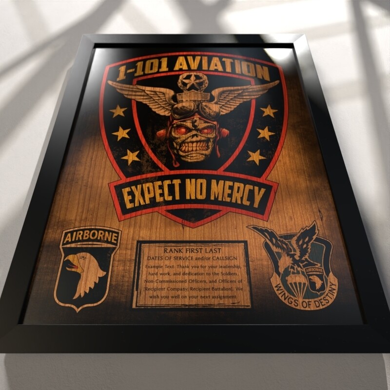 1-101 AVN REGT Stained Wood Plaque- 16.5"x20.5"