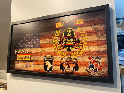 FSC “Havoc” 2-327th ASSN. Rustic Flag Plaque - 28.25"x15.25"