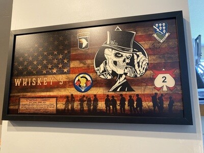 D Co "Whiskey" 2-506th Rustic Flag Plaque - 28.25"x15.25"
