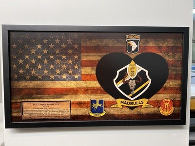 B Co “Madbulls” 526 BSB Rustic Flag Plaque - 28.25"x15.25"