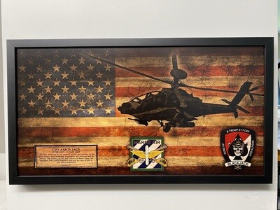 B TRP &quot;Blackjack&quot; 3-17 CAV Rustic Flag Plaque - 28.25&quot;x15.25&quot;