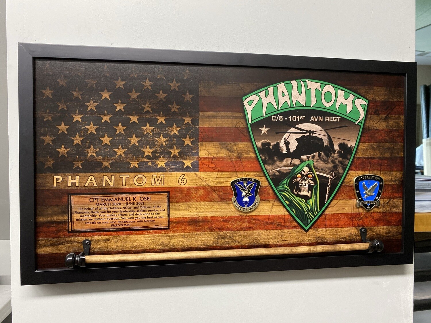 C Co "Phantoms" 5-101 AVN Rustic Flag Plaque - 28.5"x15.75"