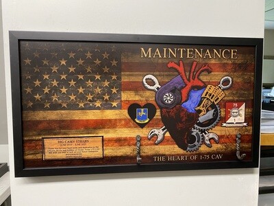 Maintenance 1-75 CAV &quot;Widowmakers&quot; Rustic Flag Plaque - 28.25&quot;x15.25&quot;