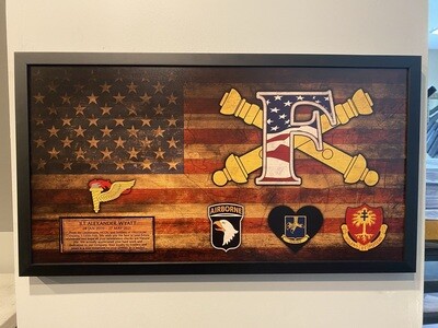 F Co &quot;Freedom&quot; 1-320th FA Rustic Flag Plaque - 28.25&quot;x15.25&quot;