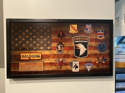 1BCT 101st Airborne Rustic Flag Plaque - 28.25"x15.25"