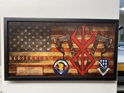 3rd PLT ABLE Co. 1-506th Rustic Flag Plaque - 28.25&quot;x15.25&quot;