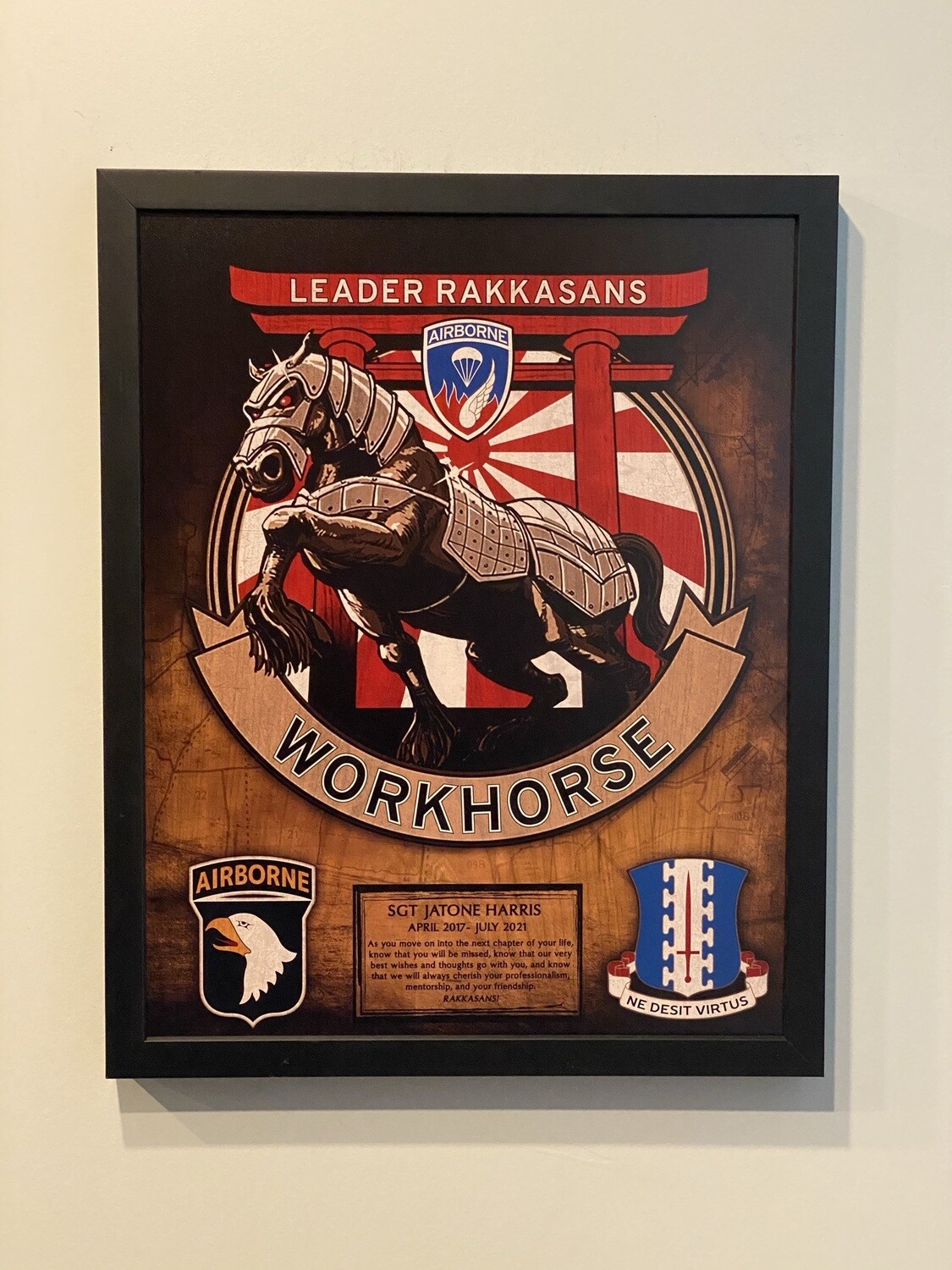 G FSC "Workhorse" 1-187 INF Wood Plaque - 16.5"x20.5"
