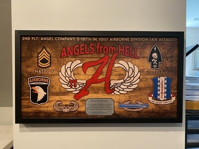 A Co "Angel" 3-187 INF Wood Plaque - 28.25"x15.25"