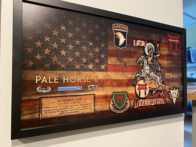 &quot;Pale Horse Platoon&quot; 1-33 CAV Rustic Flag Plaque - 28.25&quot;x15.25&quot;
