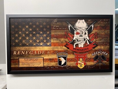 B Co 21 BEB "Renegade Platoon" Rustic Flag Plaque - 28.25"x15.25"