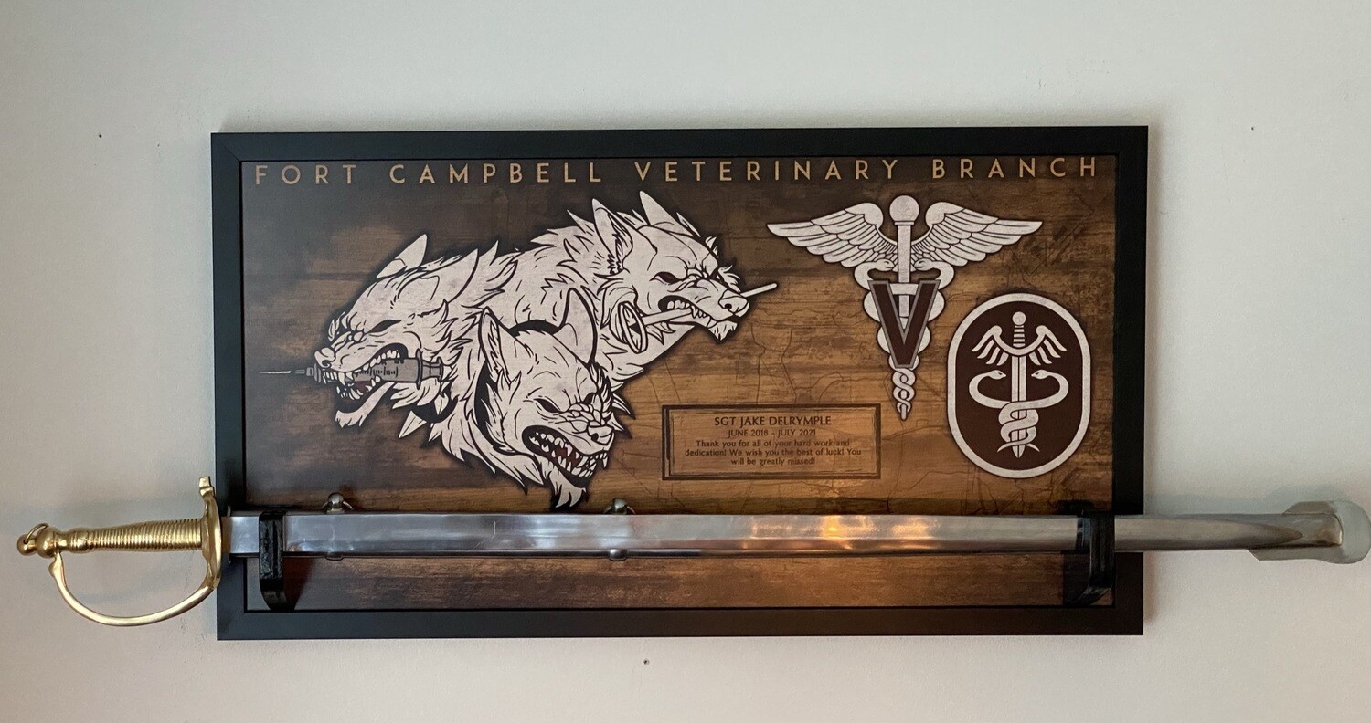 Fort Campbell Veterinary Branch Plaque - 28.25"x15.25"