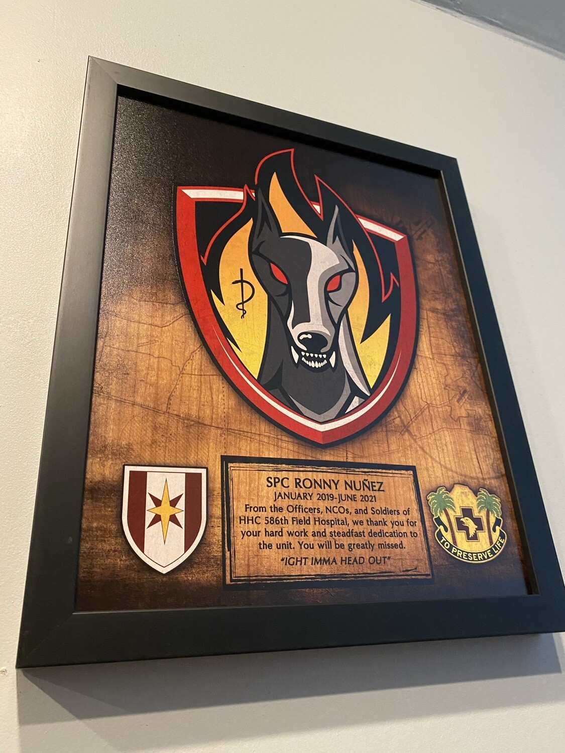HHC 586th FH "Hellhounds" Wood Plaque 11"x13"