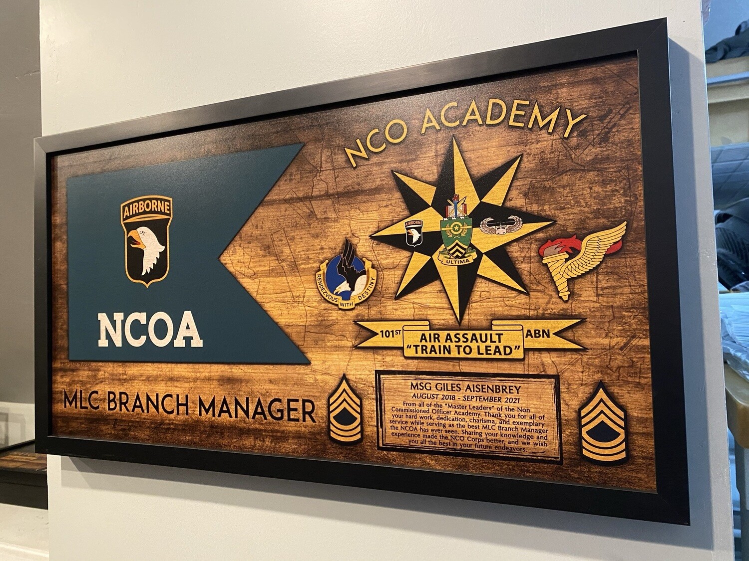 NCO Academy Wood Plaque - 28.25"x15.25"