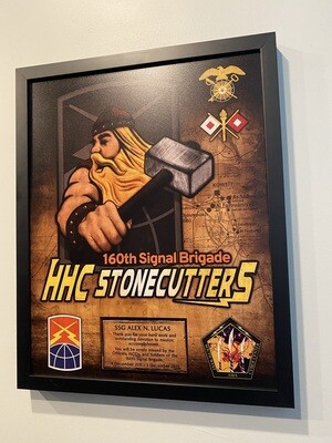 HHC &quot;Stonecutters&quot; 160th Signal Brigade Wood Plaque - 16.5&quot;x20.5&quot;