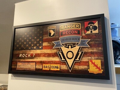 C Trp "Charlie Rock" 1-32 CAV Rustic Flag Plaque - 28.25"x15.25"