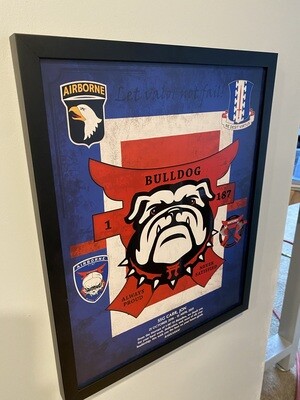 B Co &quot;Bulldog&quot; 1-187 INF Wood Plaque - 16.5&quot;x20.5&quot;