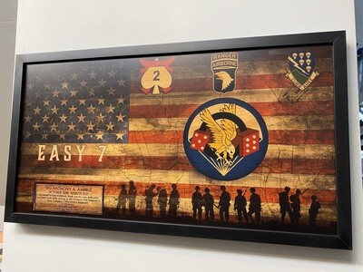 Easy Company 2-506th Rustic Flag Plaque - 28.25"x15.25"