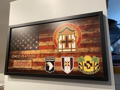 HHC 586th FH Rustic Flag Plaque - 28.25&quot;x15.25&quot;