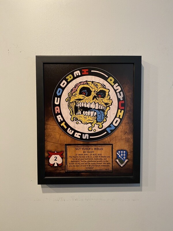 HQ &quot;Psychoz&quot; B Co 2-506th IN Wood Plaque 12.5&quot;x10.5&quot;