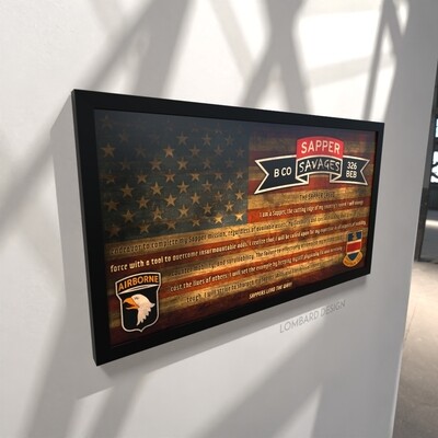 B Co "Savages" 326 BEB Sapper Creed Rustic Flag Plaque - 28.25"x15.25"