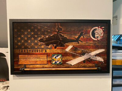 C TRP &quot;Crazyhorse&quot; 3-17 CAV Rustic Flag Plaque - 28.25&quot;x15.25&quot;