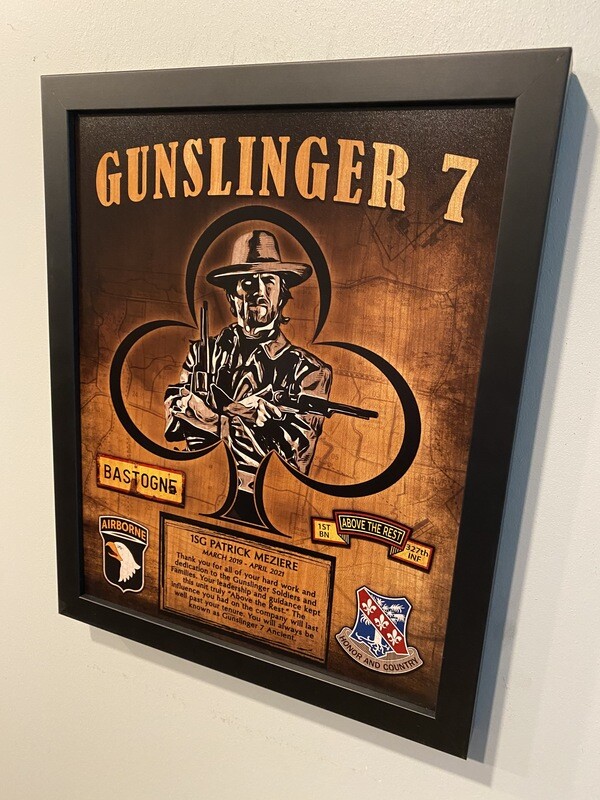 G Co "Gunslingers" 1-327 INF Wood Plaque 12.5"x10.5"