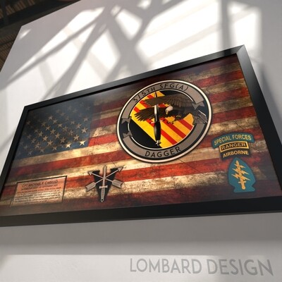 3/5th SFG(A) Rustic Flag Plaque - 28.25&quot;x15.25&quot;