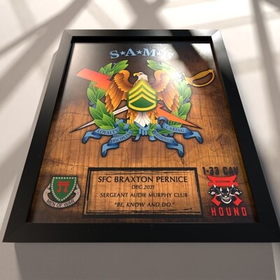 Sergeant Audie Murphy Club &quot;SAMC&quot; Rustic Wood Plaque - 12.5&quot;x10.5&quot;