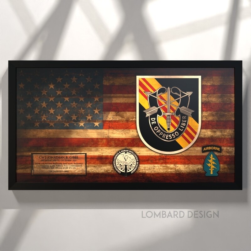 5th SFG(A) Counterintelligence Rustic Flag Plaque - 28.25&quot;x15.25&quot;