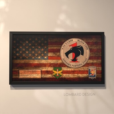 A Co "Black Cats" 3-1 AHB Rustic Flag Plaque - 28.25"x15.25"